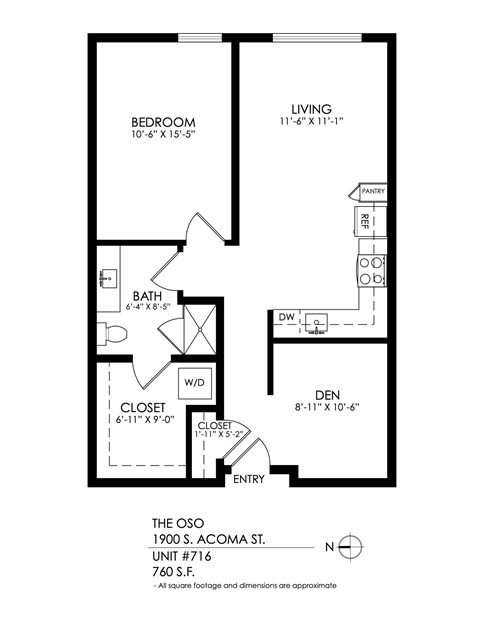 A black and white image of a floor plan for a living space.